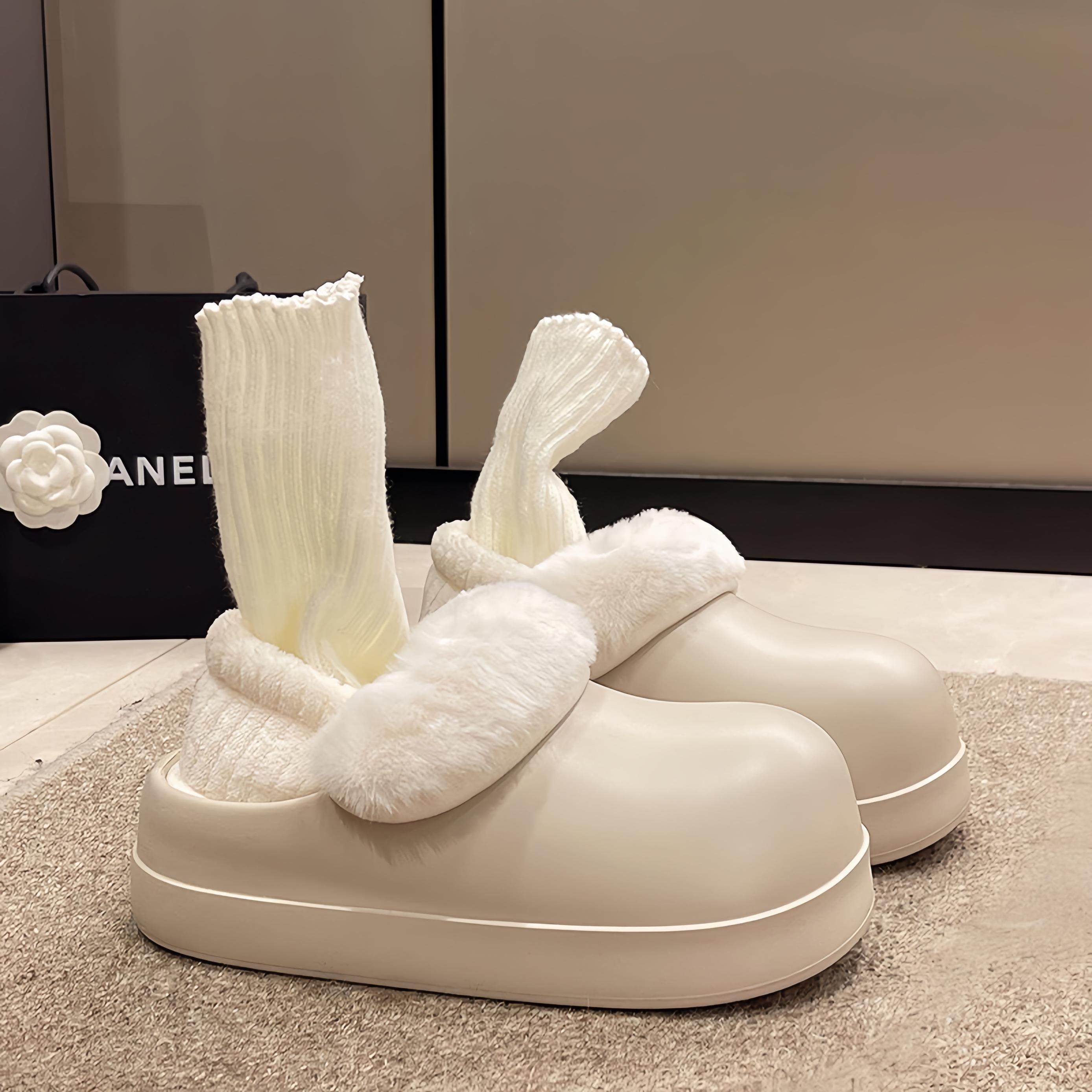 厚底棉鞋6cm增高女外穿大头加绒保暖拖鞋懒人可拆卸居家上班防水