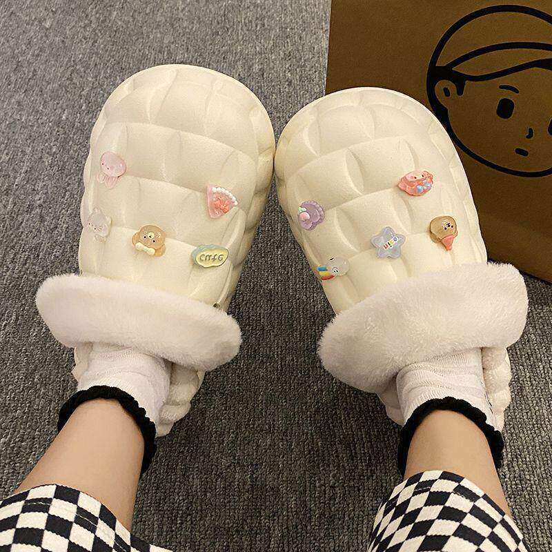 可拆卸棉拖鞋女冬季外穿防滑防臭居家室内加绒保暖棉拖鞋女舒适毛