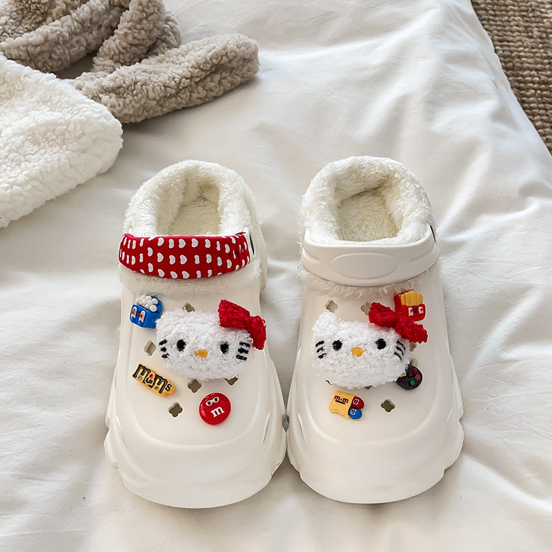 2026新款可爱卡通儿童棉拖鞋女款冬季外穿居家加绒防滑洞洞鞋女孩