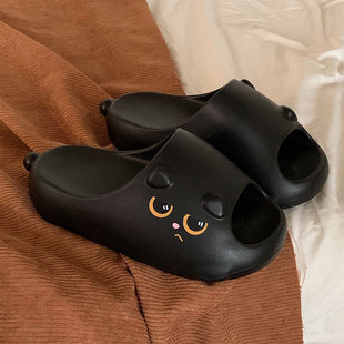 夏季抗菌情侣防滑个性小黑猫室内拖鞋网红男女时尚新款防臭凉拖鞋