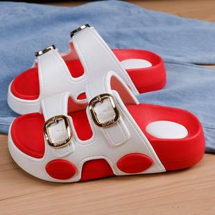 夏季 2026新款 外穿软底防滑防臭沙滩一字拖 女款 厚底增高EVA凉拖鞋