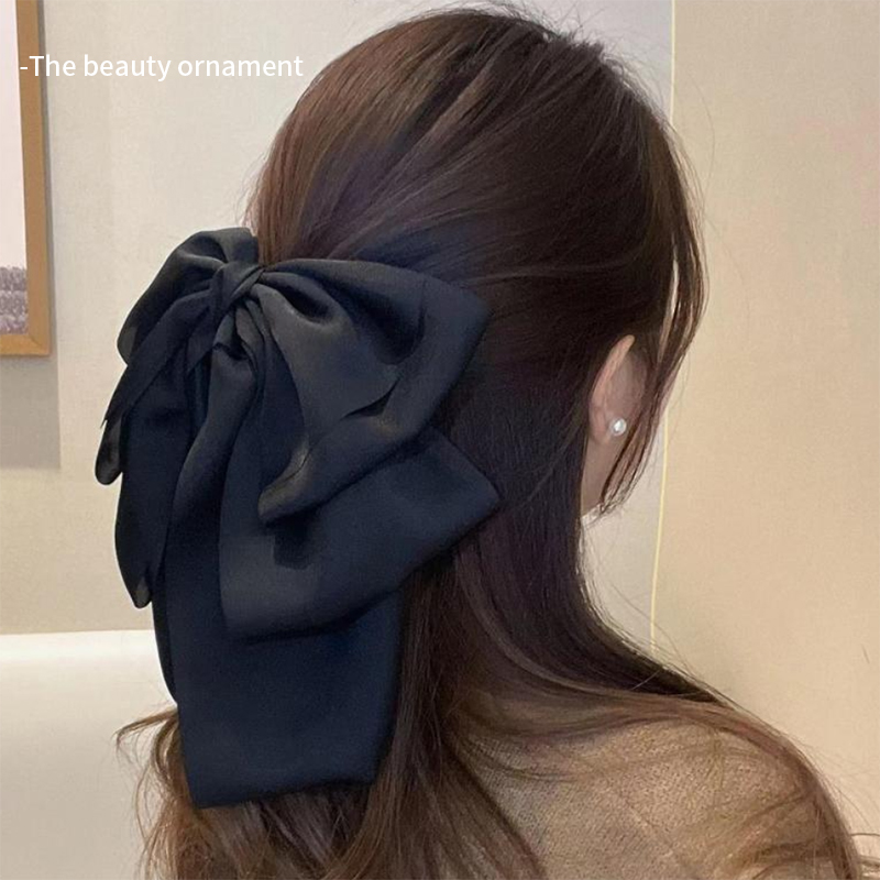 高级感黑色大号飘带蝴蝶发夹