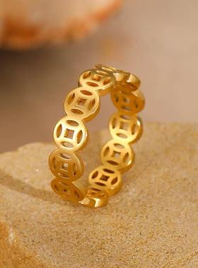 铜钱戒指转运偏财钱多多指环2025新款钱币素圈送朋友闺蜜旺财手饰