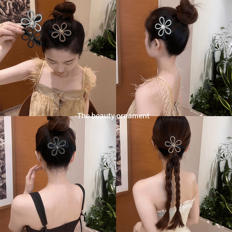 韩国水钻花朵发夹女侧边刘海