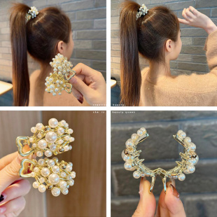 高马尾固定神器2022年网红新款 珍珠小抓夹高级感发夹子女头饰发卡