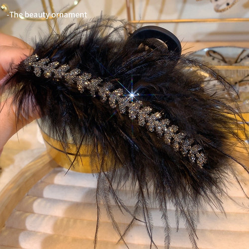 高级感羽毛麦穗抓夹纯欲ins发夹