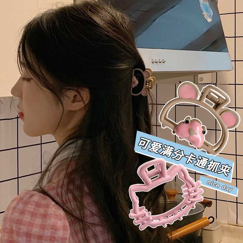 ins小熊kt猫金属镂空简约鲨鱼夹