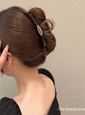 韩国亚克力透明min字母中号抓夹发夹女后脑勺盘发夹子鲨鱼夹发卡