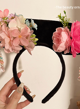 宫廷风格格流苏发箍女2026年新款贵妃娘娘头箍甄嬛传旗头花朵发窟