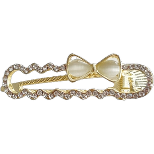 轻奢猫眼石蝴蝶结发夹女春季百搭侧边刘海一字夹高级感前额鸭嘴夹