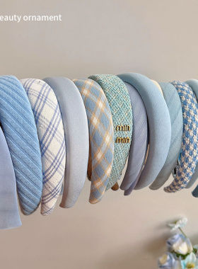 2025年新款韩国冰川蓝色高颅顶发箍女高级感压发头箍发捆发饰发卡