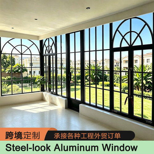 法式弧形断桥铝窗 Steel look Aluminum Window 复古老钢窗定制