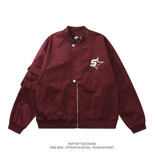 WH先生潮牌美式时尚工装设计2023秋季新款男女情侣休闲百搭外套