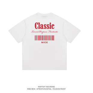 WH先生潮牌字母印花320G重磅短袖T恤男女夏季宽松潮流情侣半袖