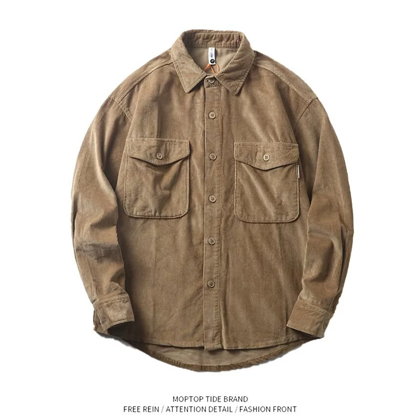 春秋季美式休闲痞帅灯芯绒工装衬衫男长袖潮牌高街复古衬衣外套,男装,夹克,淘宝优惠券,粉丝福利购,淘宝优惠卷