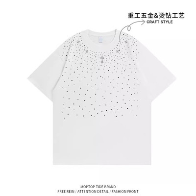 夏季时尚百搭280克重工潮牌男女同款圆领不透宽松T恤