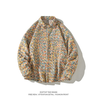 WH先生小香风千鸟格外套男夏季2024新款设计感痞帅高级衬衫外套潮