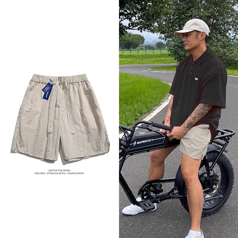 WH先生余文乐潮牌冰感速干休闲短裤男夏宽松百搭沙滩运动五分裤男