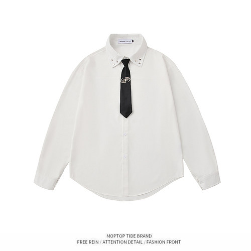 【限时优惠】白色长袖衬衫男