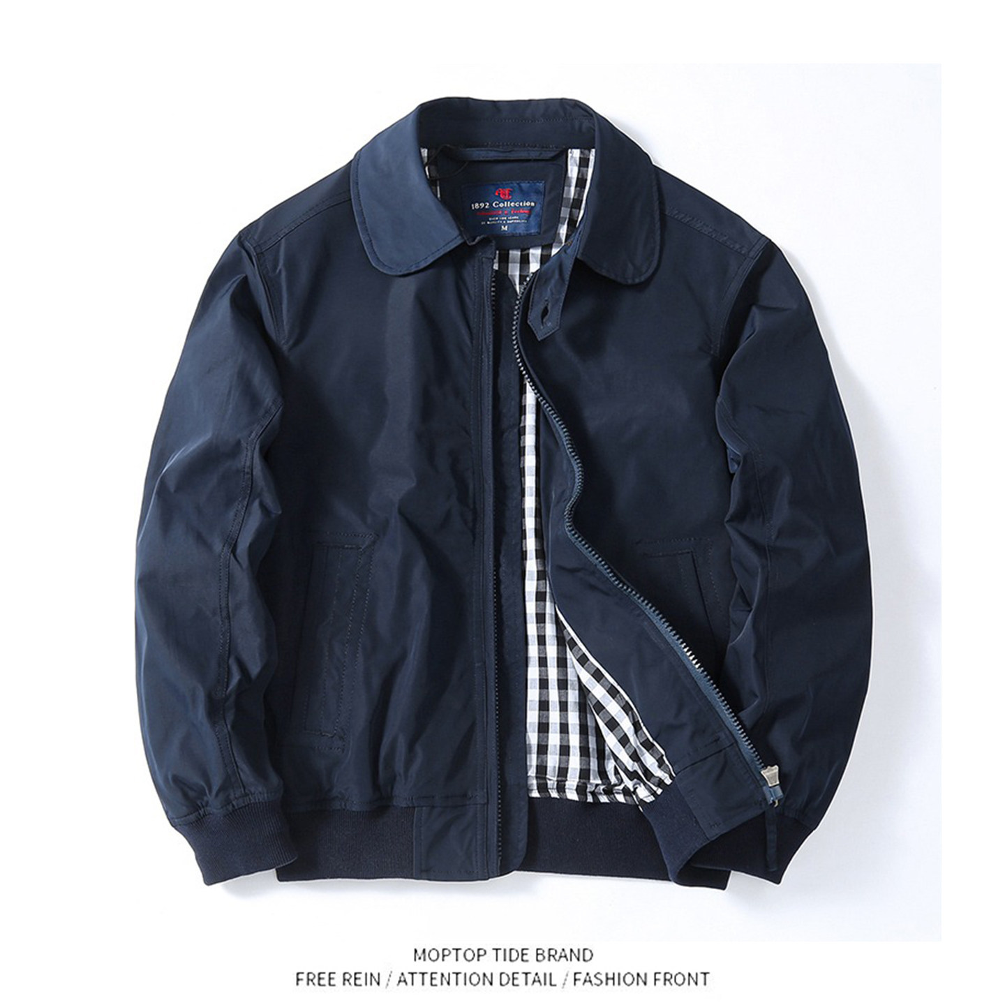 美式复古飞行夹克秋冬防风外套男纯色休闲宽松商务上衣翻领棒球服