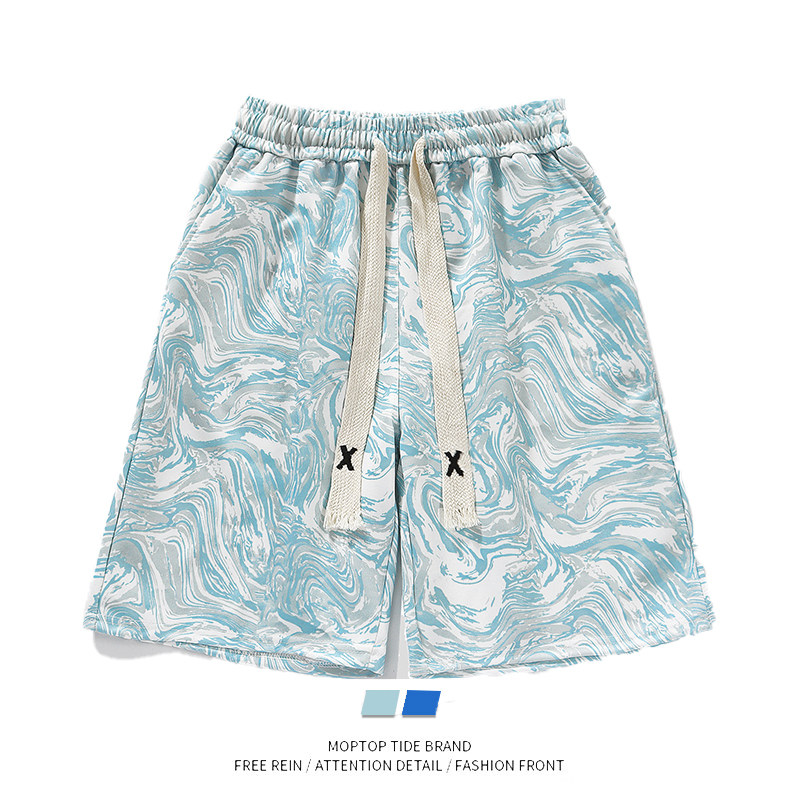 WHXS夏季薄款宽松休闲短裤男士潮牌ins设计感小众沙滩五分花裤子