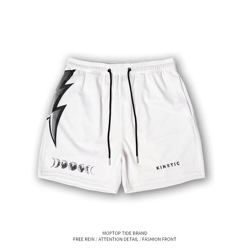 白色闪电美式篮球运动潮牌小短裤不过膝四分裤跑步健身休闲透气款