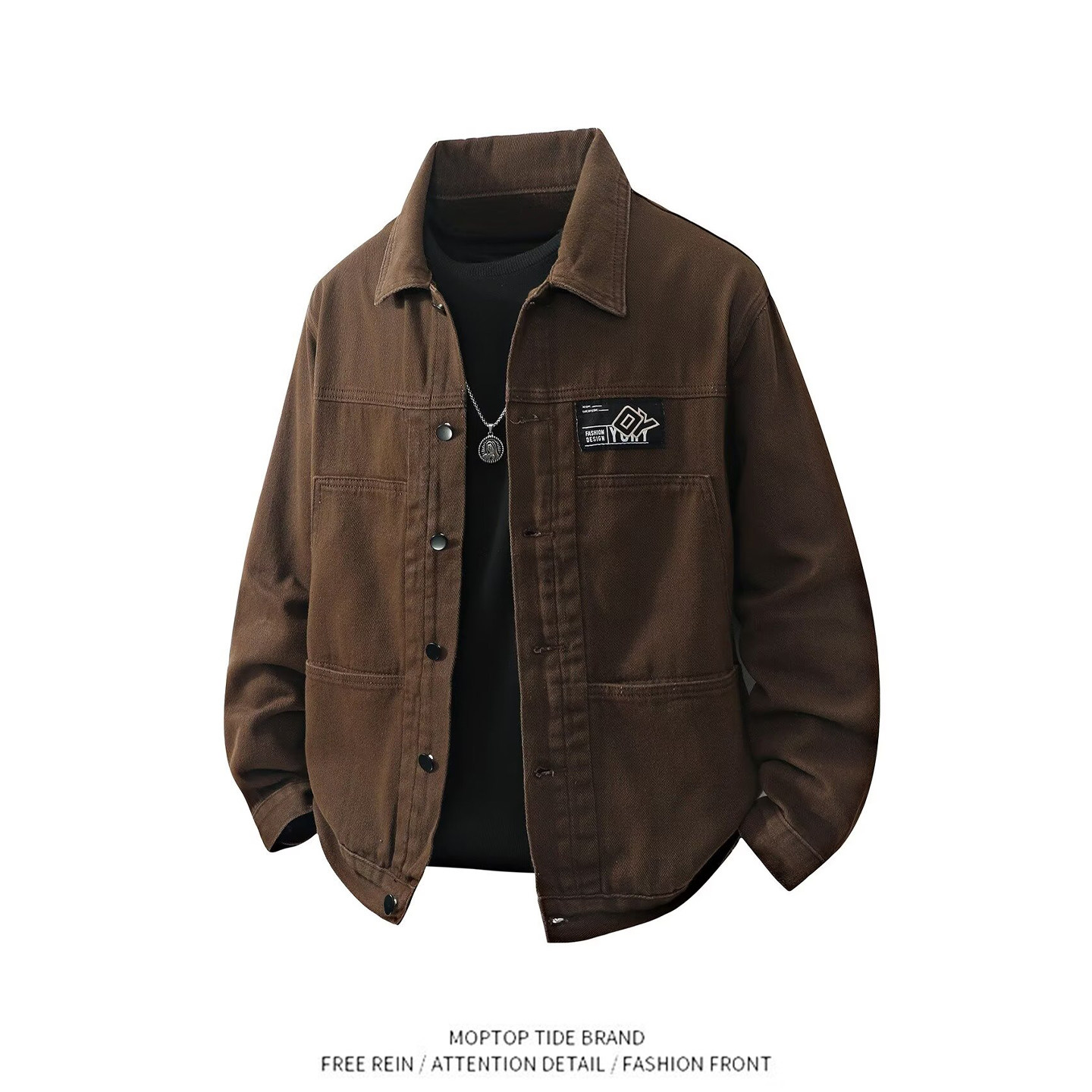 WHXS美式工装衬衫式夹克外套男秋季新款宽松日系复古休闲长袖衬衣