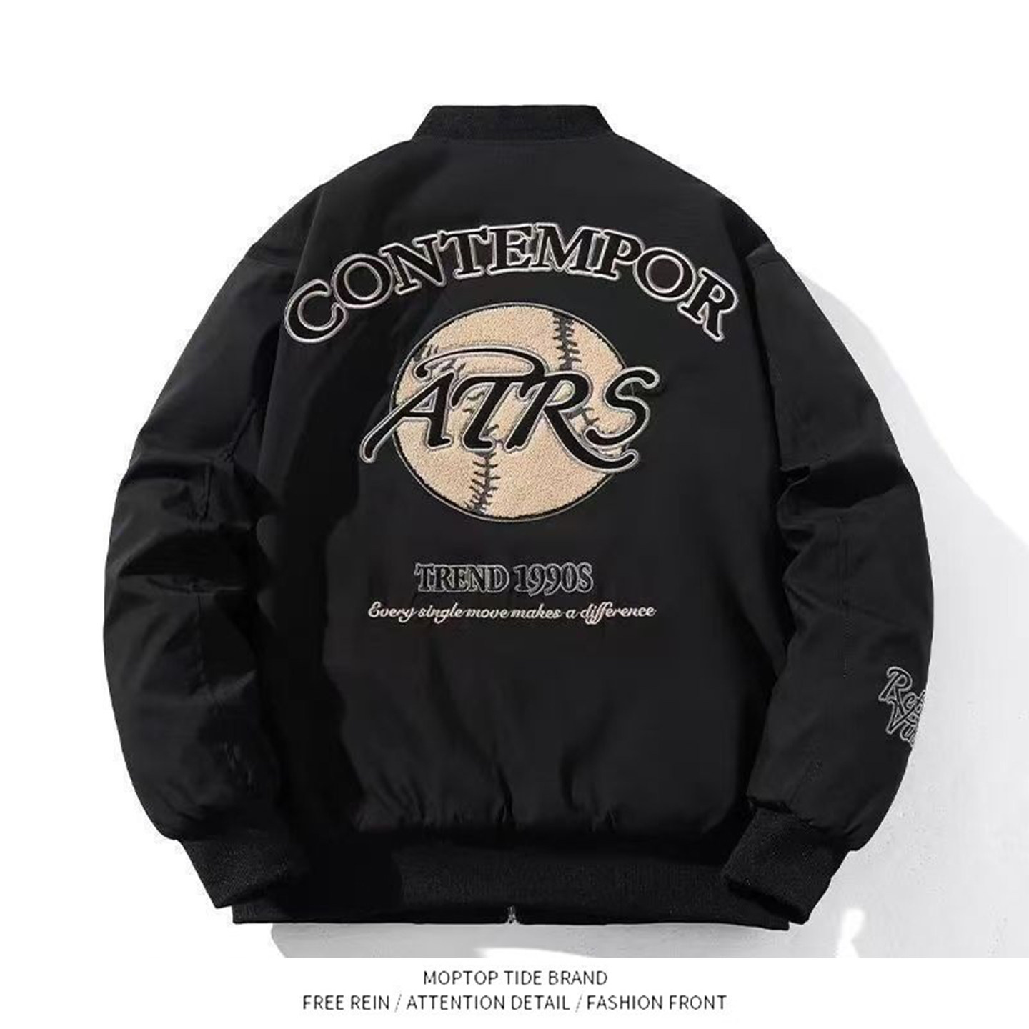 秋冬季印花美式复古外套飞行员夹克新款男女潮牌宽松酷感棒球外穿