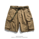 青年百搭卡其色中裤 日系潮牌工装 潮 新款 宽松水洗五分裤 短裤 男夏季