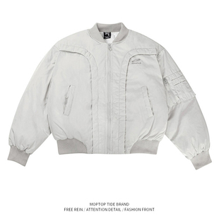 WH先生美式高街短款棉服外套男款冬季加厚保暖棉衣飞行员夹克