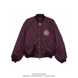 WH先生港式宽松飞行员夹克男春秋徽章棒球服bomber外套潮流