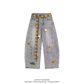 新款 2026个性 字母牛仔裤 WHXS潮男夏季 嘻哈ins潮高街潮流痞帅长裤