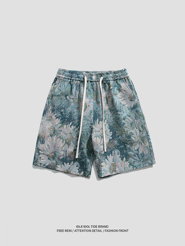 WHXS夏季国风短裤男女款潮流薄款宽松休闲潮牌时尚百搭裤子