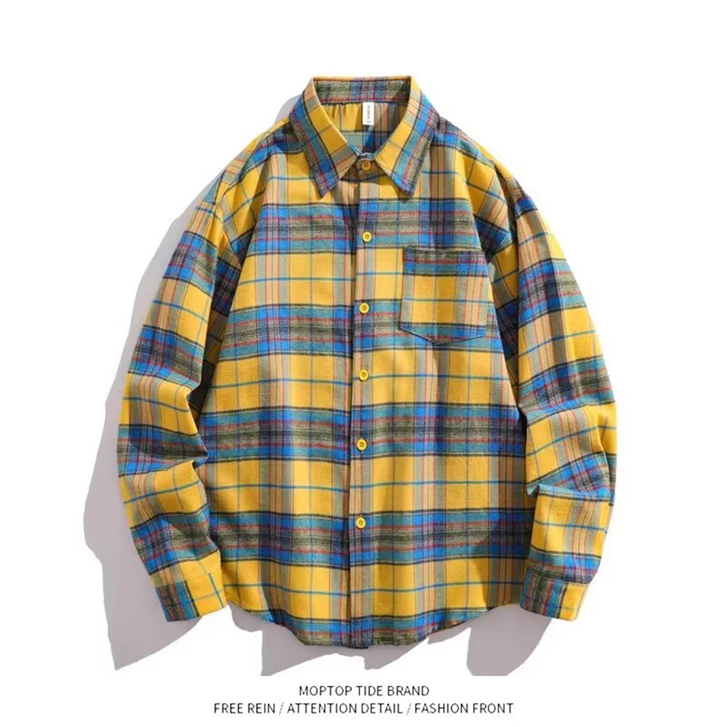 【限时优惠】ins黄格子衬衣