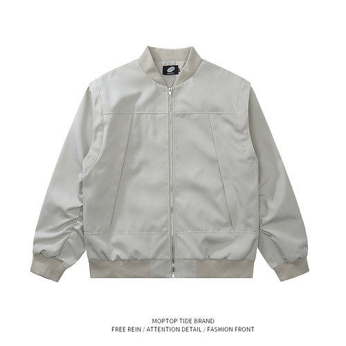 潮牌简约纯色棒球服外套男