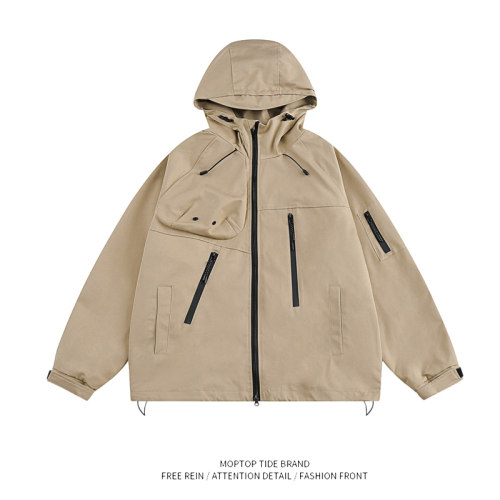 户外机能防水冲锋衣连帽工装夹克