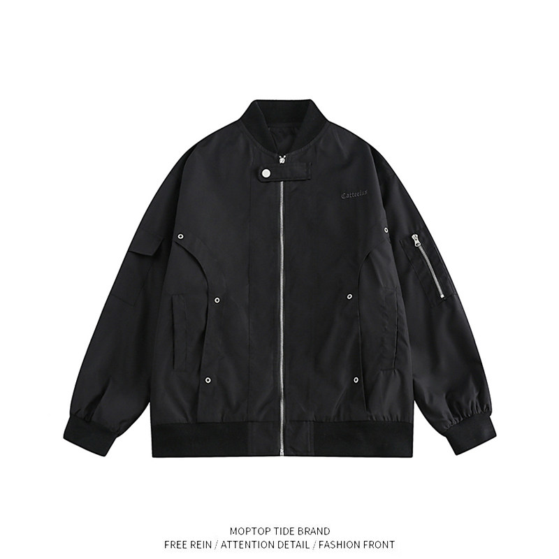 WH先生美式复古飞行员夹克棒球服男女潮小众休闲工装外套男生百搭