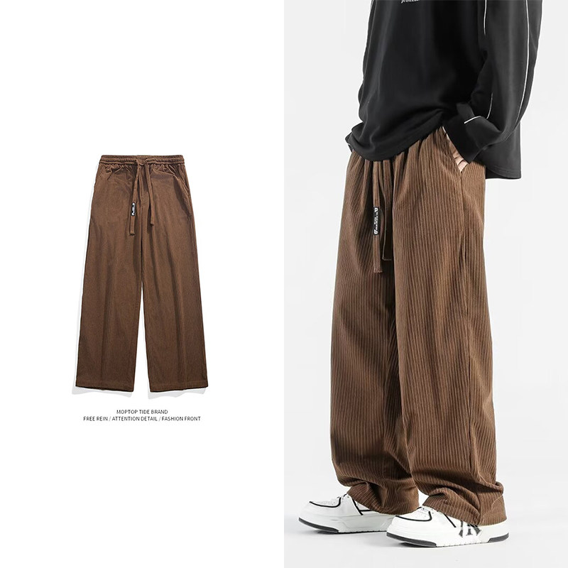 WH先生街头美式复古休闲裤纯色百搭长裤直筒运动裤潮牌宽松阔腿