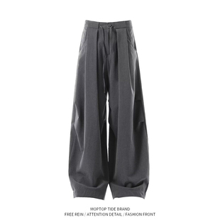 WH裤子男款夏季休闲运动裤宽松直筒伞兵裤美式潮牌垂感阔腿长裤