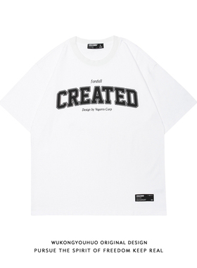 220g重磅潮牌字母印花短袖T恤男女嘻哈宽松overszie百搭半袖体恤