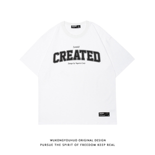 220g重磅潮牌字母印花短袖T恤男女嘻哈宽松overszie百搭半袖体恤