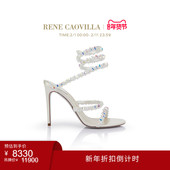 RENE 折扣倒计时 CAOVILLAFROZEN系列白色蛇形超高跟女士凉鞋