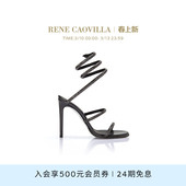 CLEO系列黑色水钻超高跟水钻凉鞋 RENE CAOVILLA