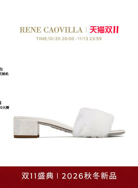 【秋冬新品】RENE CAOVILLA LINDSEY系列毛毛装饰女士粗跟凉鞋rc