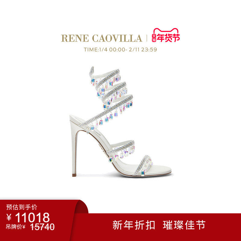 【新年折扣】RENE CAOVILLA CHANDELIER 水钻绑带女士高跟凉鞋