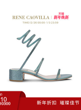 【新年折扣】RENE CAOVILLA CLEO系列粗跟水钻女士高跟鞋