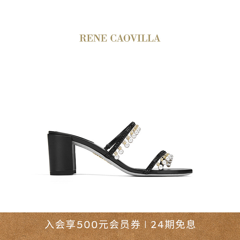 RENE CAOVILLACHANDELIER系列水钻女士粗跟凉鞋