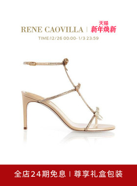 【礼物】RENE CAOVILLA CATERINA系列蝴蝶结高跟女士凉鞋