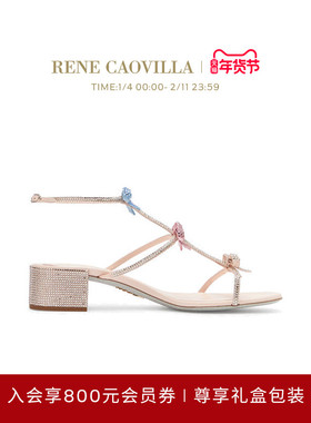 【礼物】RENE CAOVILLA CATERINA系列水钻蝴蝶结女士高跟凉鞋