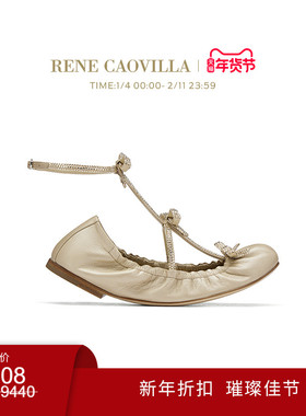 【新年折扣】RENE CAOVILLA CATERINA系列水钻蝴蝶结女士芭蕾鞋